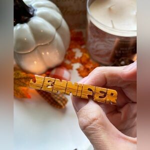 Vintage Wooden Handmade “Jennifer” Pin